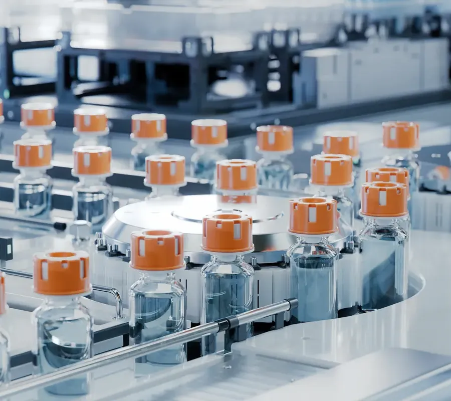 Pharmaceutical production environment with stainless equipment
